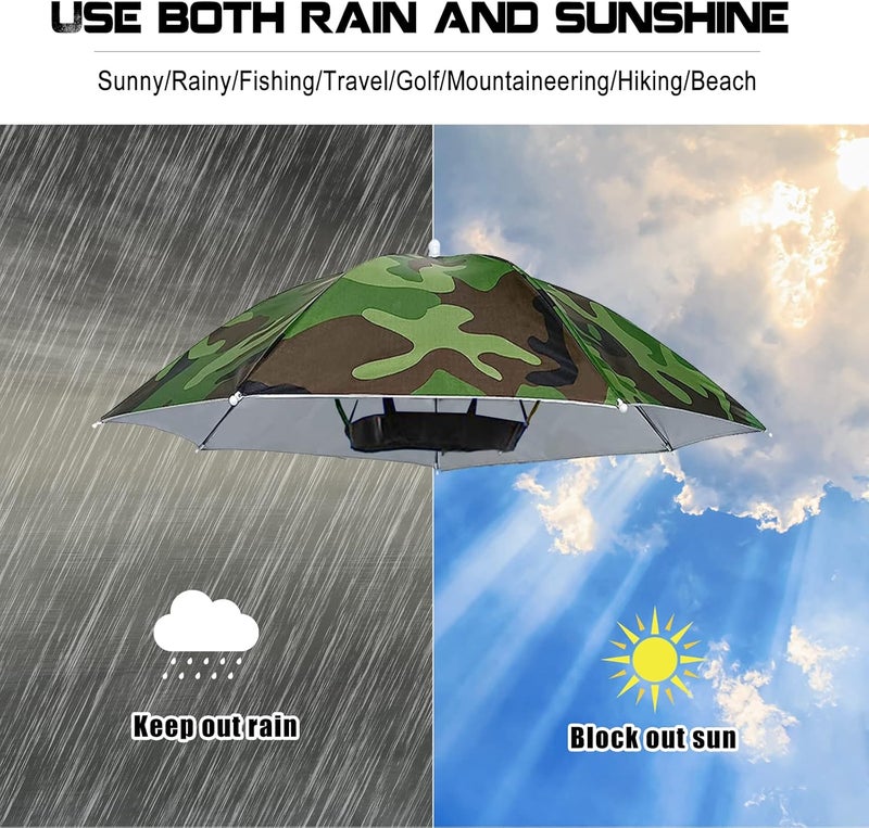 MUFEKUM 4 Pack Rainbow Umbrella Hats, 20.5in Hands-Free Kids' Head Umbrellas, Folding Waterproof Umbrella Caps for Outdoor Party, Fishing, Sun, Rain, Beach, Golf, Hiking - Image 5