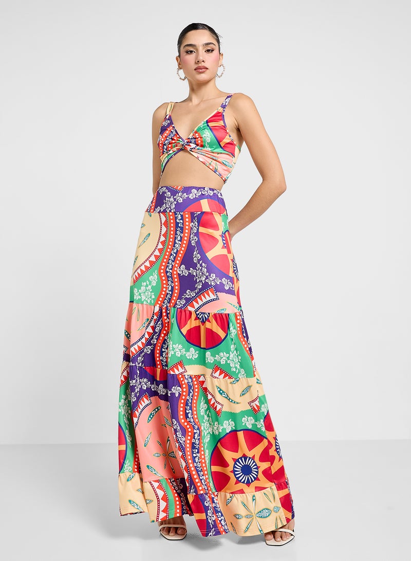 Ginger Cropped Top & Printed Skirt Set  - Image 1