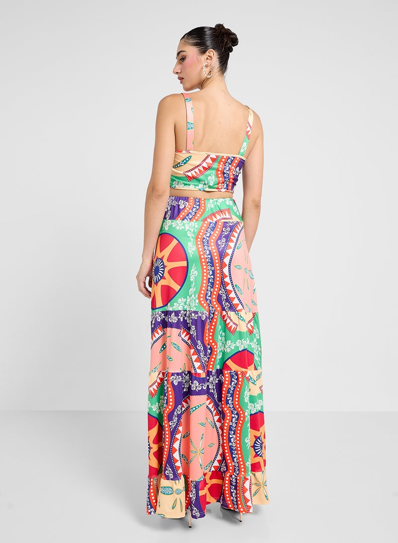 Ginger Cropped Top & Printed Skirt Set  - Image 2