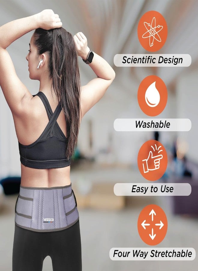 Vissco Neoprene Back Support Belt 6", Supports the Lumbar Spine, Corrects Posture & Relieves Back Pain (Grey) - Image 3