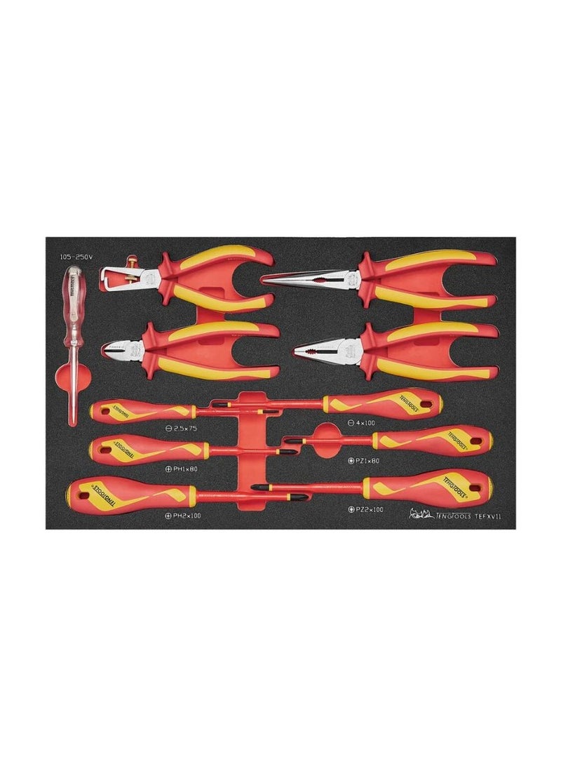 Insulated Plier & Screwdriver Set 11 Pieces 1000V FOAM3 Inlay – TEFXV11 by Teng Tools