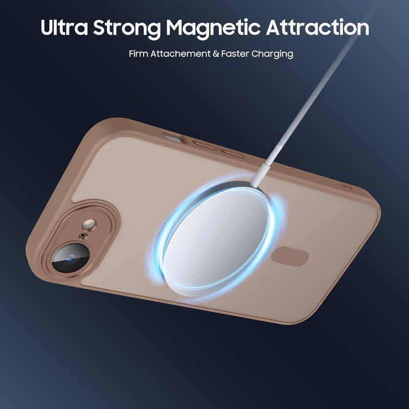 Demark Strong Magnetic for iPhone 16e/17e with MagSafe, 10FT Drop Resistant Matte Skin Feeling Back Cover Shockproof Slim Fit foriPhone 16e/17e Phone Case Cover (Brown) - Image 4