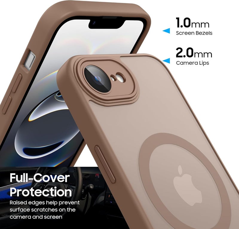 Demark Strong Magnetic for iPhone 16e/17e with MagSafe, 10FT Drop Resistant Matte Skin Feeling Back Cover Shockproof Slim Fit foriPhone 16e/17e Phone Case Cover (Brown) - Image 2