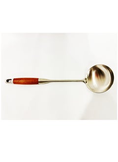 British Chef Stainless Steel Ladle Spoon | Wooden Handle | Heavy Duty Soup/Gravy Ladle | Long Handle Ladle Spoon | BC313  - Image 2
