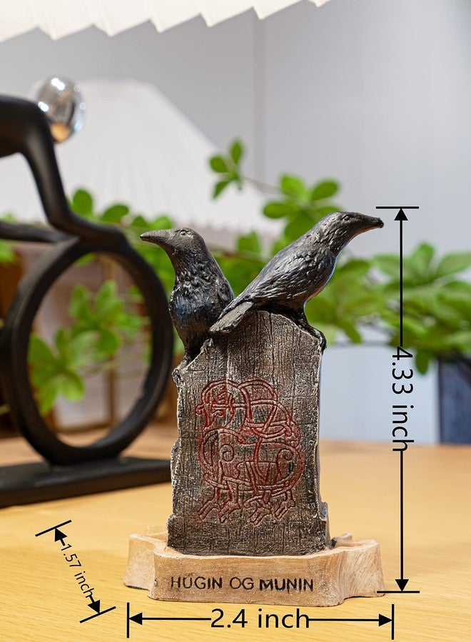 EASCHEER Hugin OG Munin Statue 3" Collectible Figurine Statue Sculpture Figure Crow Bird Model - Image 2