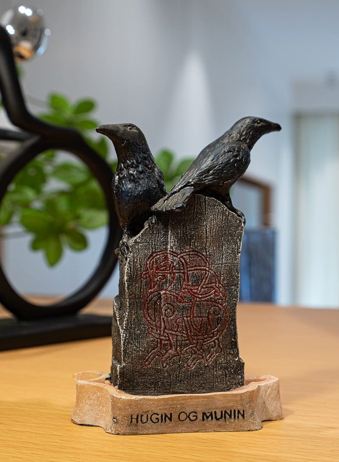 EASCHEER Hugin OG Munin Statue 3" Collectible Figurine Statue Sculpture Figure Crow Bird Model - Image 1