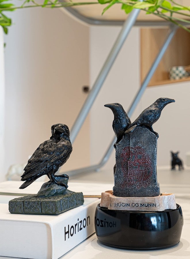 EASCHEER Hugin OG Munin Statue 3" Collectible Figurine Statue Sculpture Figure Crow Bird Model - Image 4