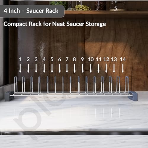 Plantex Stainless Steel Plate Organizer for Kitchen/Plate Holder Stand/Thali Stand for Kitchen Drawer/Saucer Plates Rack/Tandem Box Accessories – Set of 2 (Size - 4 & 8 Inch, Slots 10–14, Chrome) - Image 5