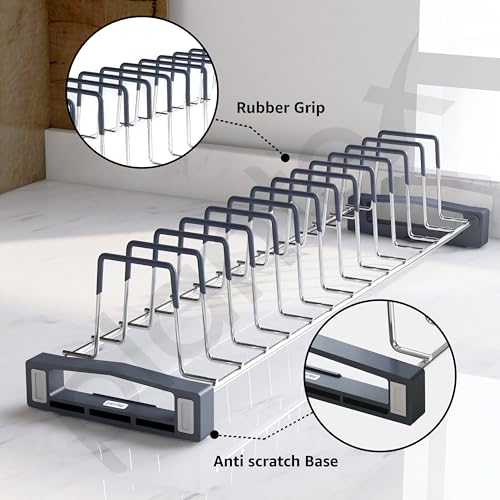 Plantex Stainless Steel Plate Organizer for Kitchen/Plate Holder Stand/Thali Stand for Kitchen Drawer/Saucer Plates Rack/Tandem Box Accessories – Set of 2 (Size - 4 & 8 Inch, Slots 10–14, Chrome) - Image 3