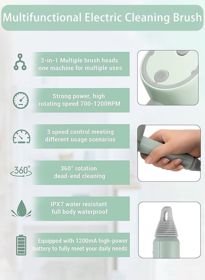 Rechargeable Electric Spin Scrubber, Portable Handheld Cleaning Brush with 6 Replaceable Heads, Cordless for Bathroom, Kitchen, Dish, Milk bottle, Tile, Glass - Image 4