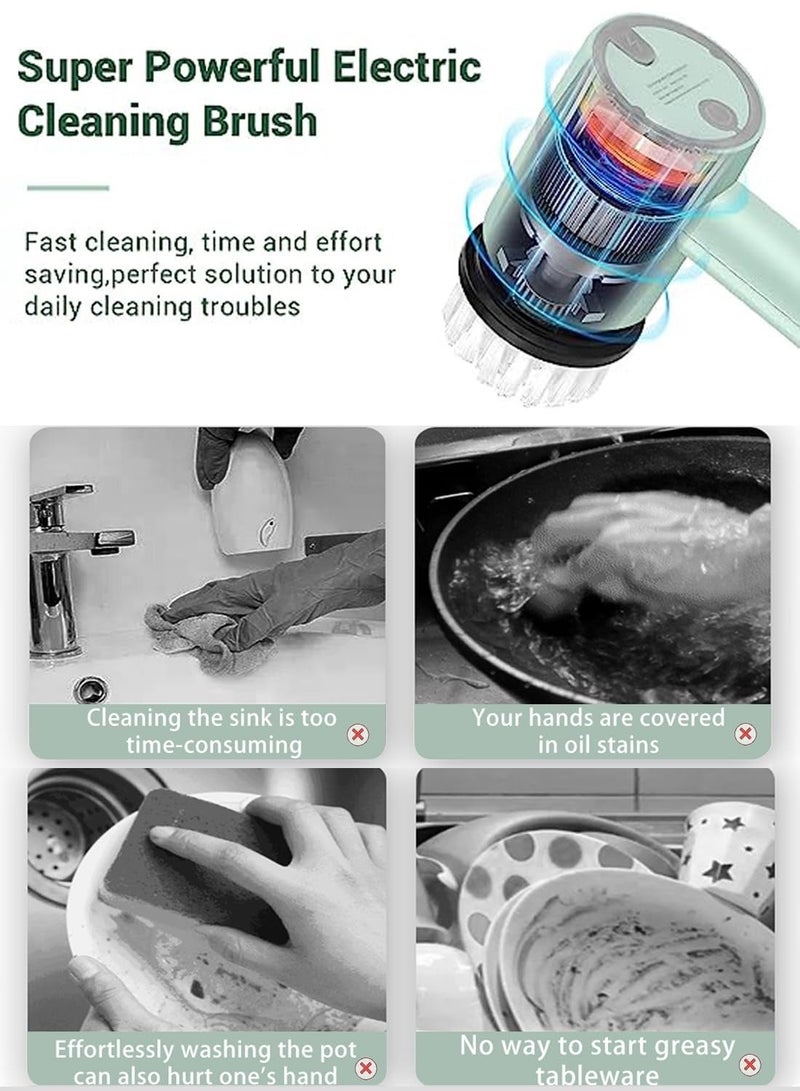 Rechargeable Electric Spin Scrubber, Portable Handheld Cleaning Brush with 6 Replaceable Heads, Cordless for Bathroom, Kitchen, Dish, Milk bottle, Tile, Glass - Image 5