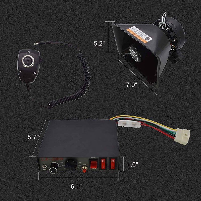Generic Safego Police Siren Speaker - DC 12V 200w Car PA System kit with emergency siren horn Speaker loud 9 sound Wired Handheld Microphone Loudspeaker Emergency Siren Electronic For vehicles Truck UTV ATV  - Image 2