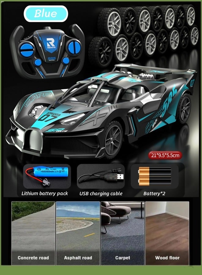 Remote Control Car,Four Wheel Racing,1：20 High Speed Rc Cars Toys,Lectric Toy Car Racing Car,Vehicle Racing Hobbyfor Boys Girls,Rechargeable,Suitable For All Terrains,Birthday Gifts For Kids (Blue)  - Image 1