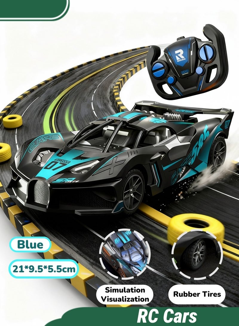 سيارة تحكم عن بعد، سباق بأربع عجلات، 1:20 لعبة سيارات تحكم عن بعد عالية السرعة، سيارة سباق كهربائية، هواية سباق سيارات للأولاد والبنات، قابلة لإعادة الشحن، مناسبة لجميع أنواع التضاريس، هدايا عيد ميلاد للأطفال (أزرق) - Image 1