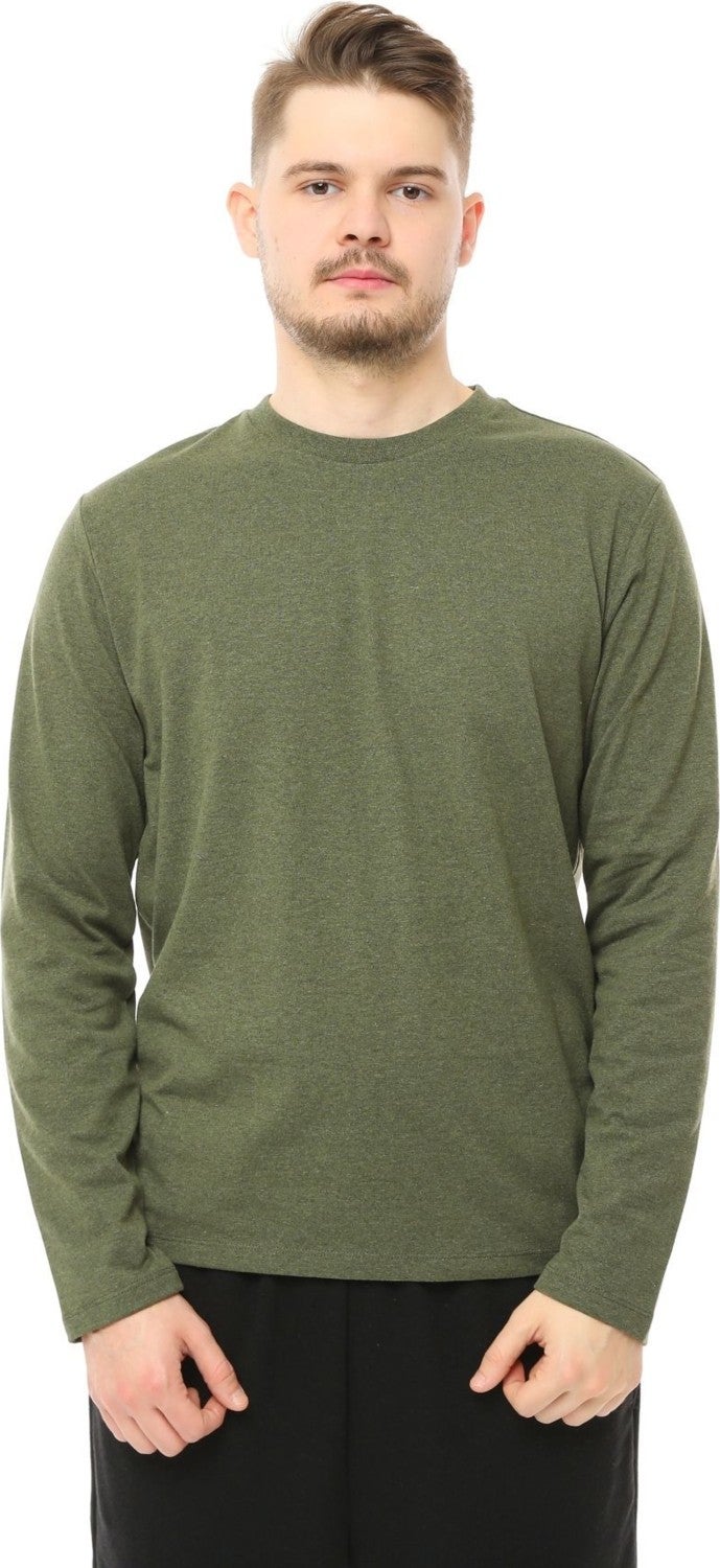 Men's Long Sleeve Crew Neck T-Shirt Khaki