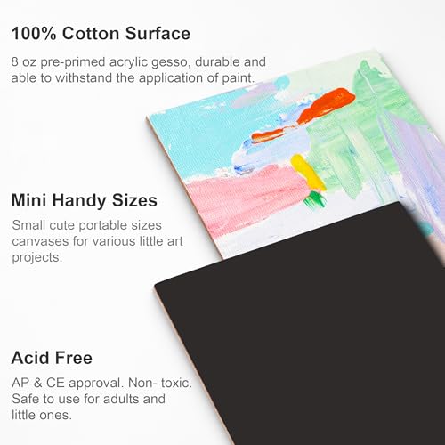 AUREUO Mini Magnetic Canvas Panel 3x3 Inch / 24 Pack - Small Square Flat Canvas Board with Magnet Back Art Gift Set Bulk Pack Tiny Thin Canvases for Halloween Painting & Craft - Image 4