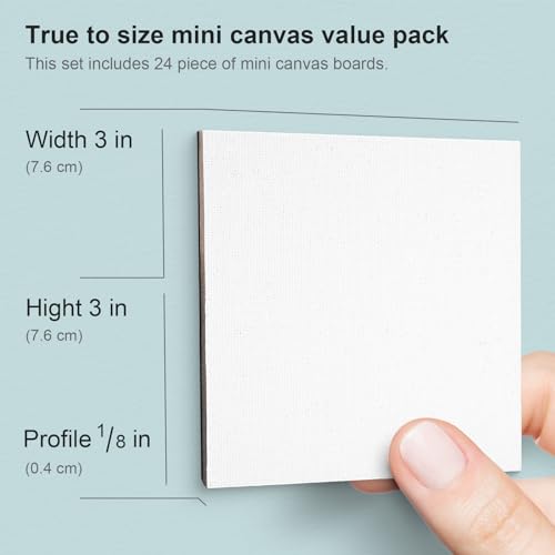 AUREUO Mini Magnetic Canvas Panel 3x3 Inch / 24 Pack - Small Square Flat Canvas Board with Magnet Back Art Gift Set Bulk Pack Tiny Thin Canvases for Halloween Painting & Craft - Image 2