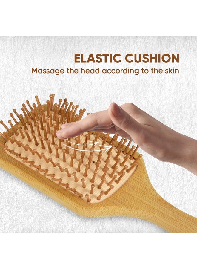 Zeyu Bamboo Hair Brush | Wooden Brush with Bamboo Bristles | Paddle Hair Brush for Men & Woman | Wooden Flat Paddle Brush - Image 3