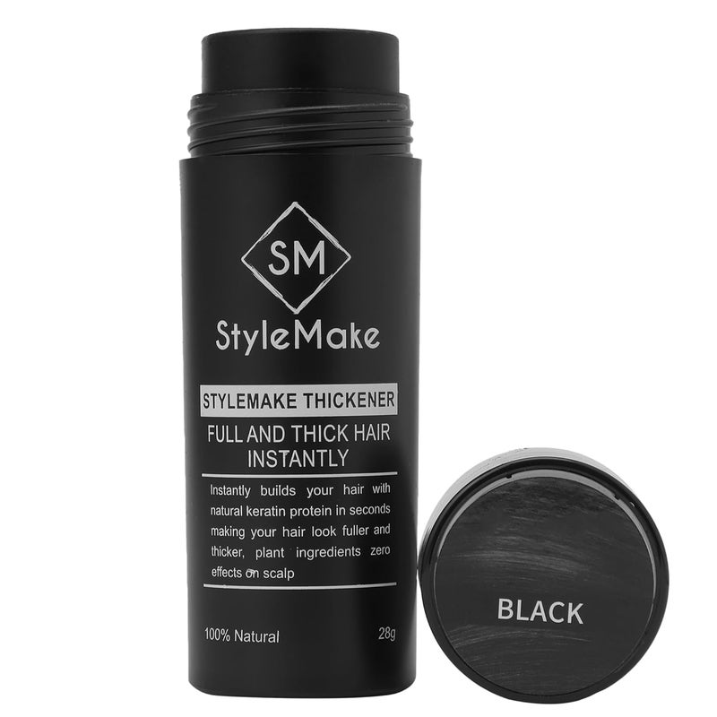 StyleMake Thickener Hair Loss Concealer Hair Building Fibers 28gm Hair Fibers For Thin Fine Hair Hair Thickening Fibers for Men Women Black - Image 1