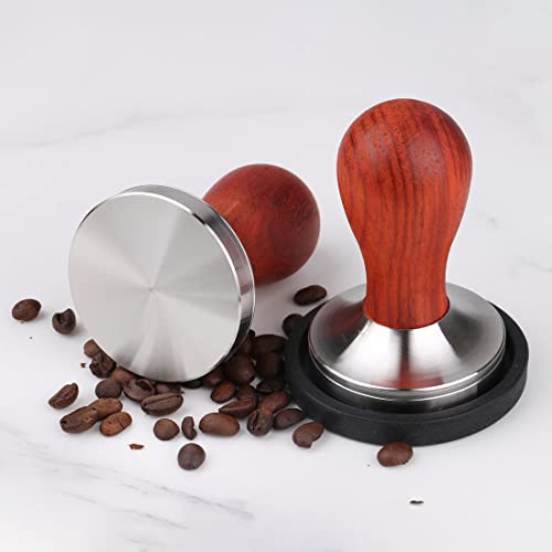 omgogo Coffee Tamper 53mm Stainless Steel Barista Espresso Base Coffee Bean Press With Mat Tamper with 304 Stainless Steel Base Wooden Handle Barista Espresso Machines Accessory - Image 4