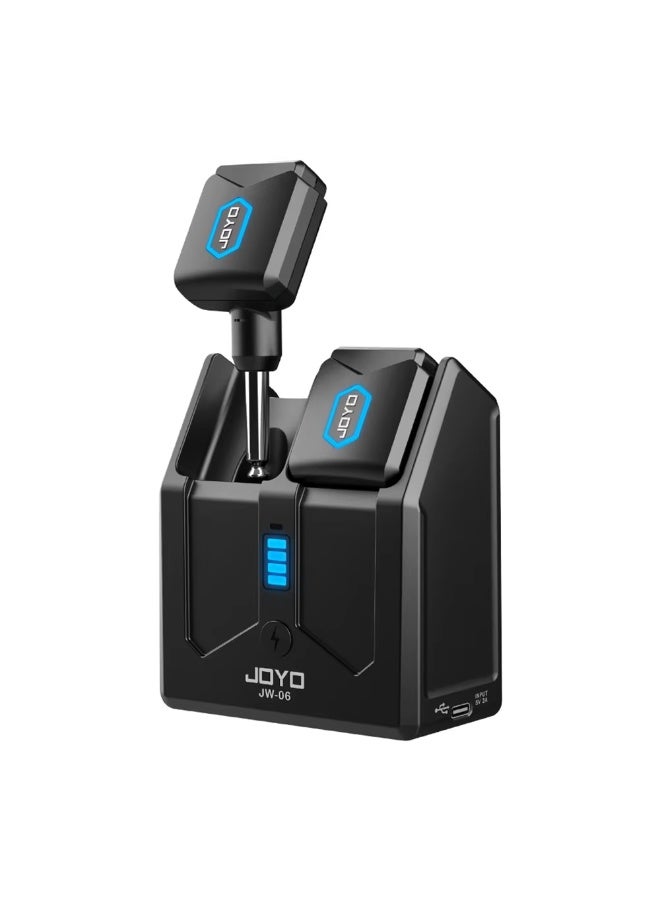 جويو نظام جيتار لاسلكي JOYO JW-06، جهاز إرسال واستقبال جيتار لاسلكي رقمي قابل لإعادة الشحن بتردد 5.8 جيجاهرتز مع علبة شحن محمولة - Image 1