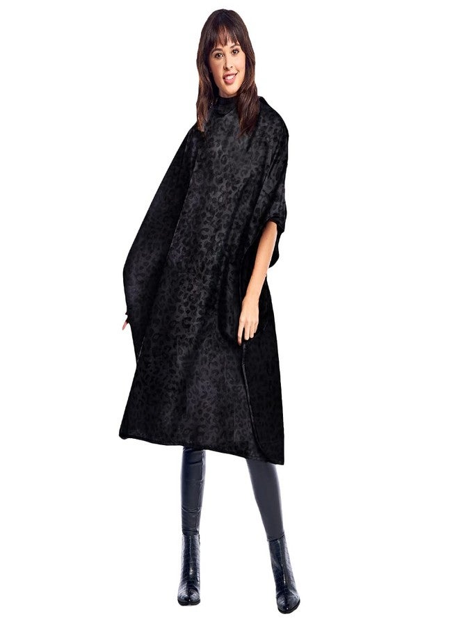 Betty Dain Black Jaguar Bleach-proof All Purpose Styling Cape, Material Defends Against Bleach Stains, Color Proof, Chemical Proof, Waterproof, Lightweight Embossed Nylon, Black - Image 1
