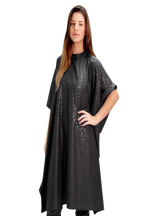 Betty Dain Black Jaguar Bleach-proof All Purpose Styling Cape, Material Defends Against Bleach Stains, Color Proof, Chemical Proof, Waterproof, Lightweight Embossed Nylon, Black - Image 2