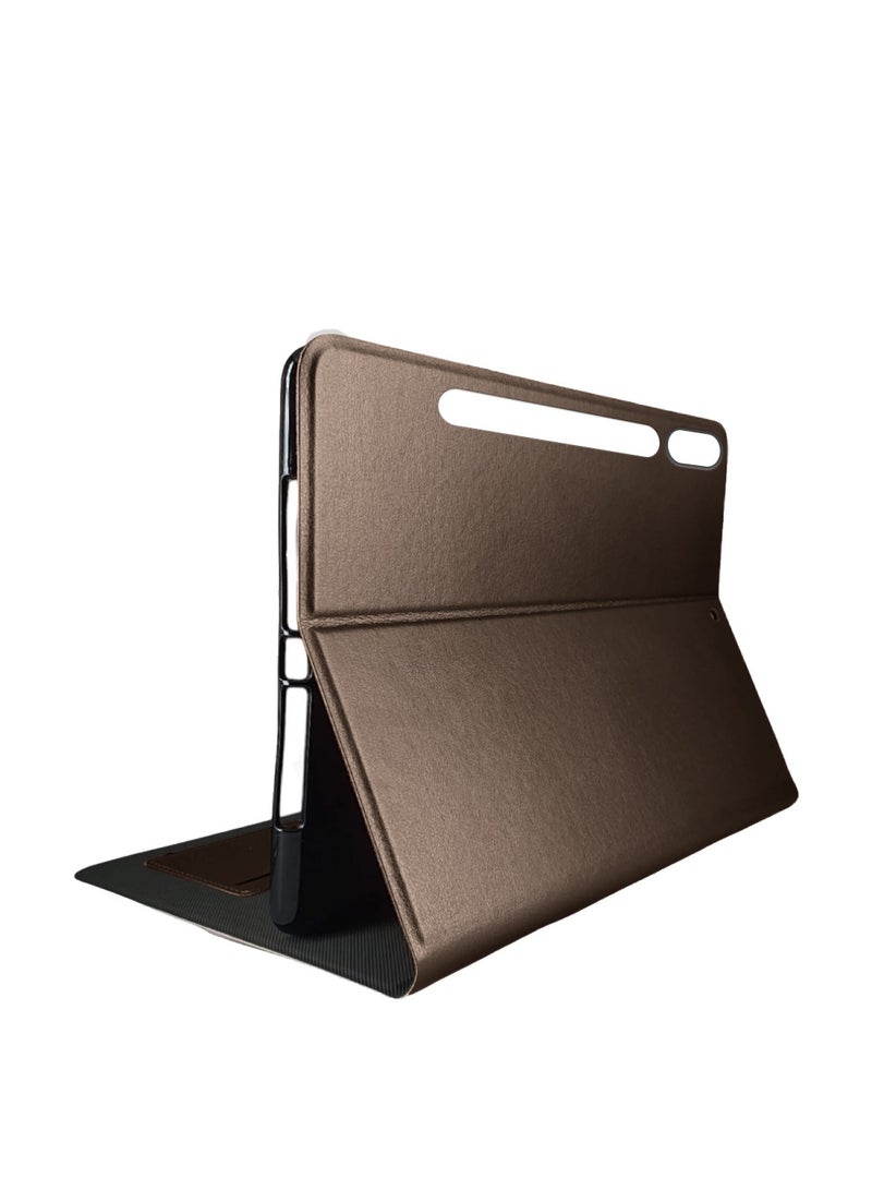 Cat - Cot Samsung Galaxy Tab S10 FE 10.9 5G 2025 (10.9 inches) CAT-COT Series PU Leather with Card Holder Flip Case Cover - Brown  - Image 2