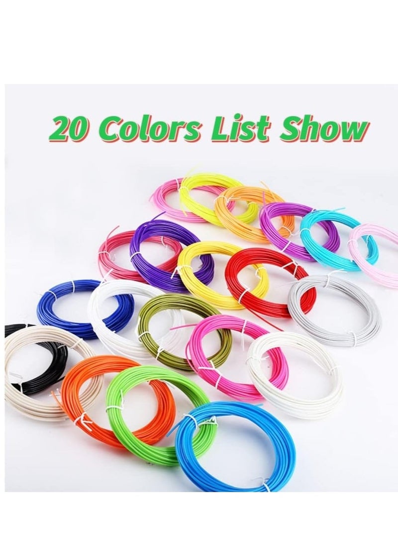 JAJEEK 3D Pen Filament Refills – 1.75mm PLA, 20 Unique Colors (Metallic, Fluorescent, Solid), 5M Each – Eco-Friendly, Bubble-Free, Universal Compatibility for 3D Pens & Printers - Image 3