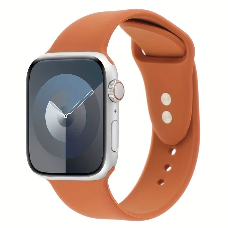 حزام رياضي من السيليكون الناعم متوافق مع ساعات Apple Watch Series 11 10 9 8 7 6 5 4 3 SE Ultra 2 3 بتصميم زهري بلون بني، سوار قابل للتعديل مريح ومتين، مناسب لمقاسات 38 ملم إلى 49 ملم، إكسسوار ساعة ذكية للجنسين. - Image 1