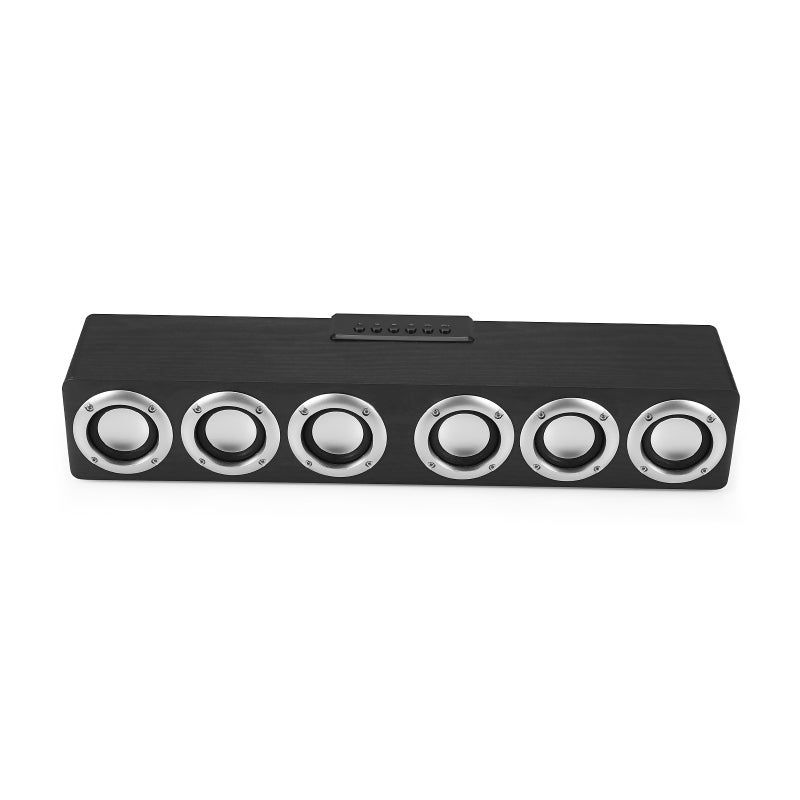 Black Wooden Resonance Speaker: 20W 6-Speaker High Fidelity Surround Sound - BT 5.0 Fast Stable 10M Transmission - 2400mAh Long 6H Battery Multiple Playback Modes for Home TV, Desktop, Mobile Device M - Image 1