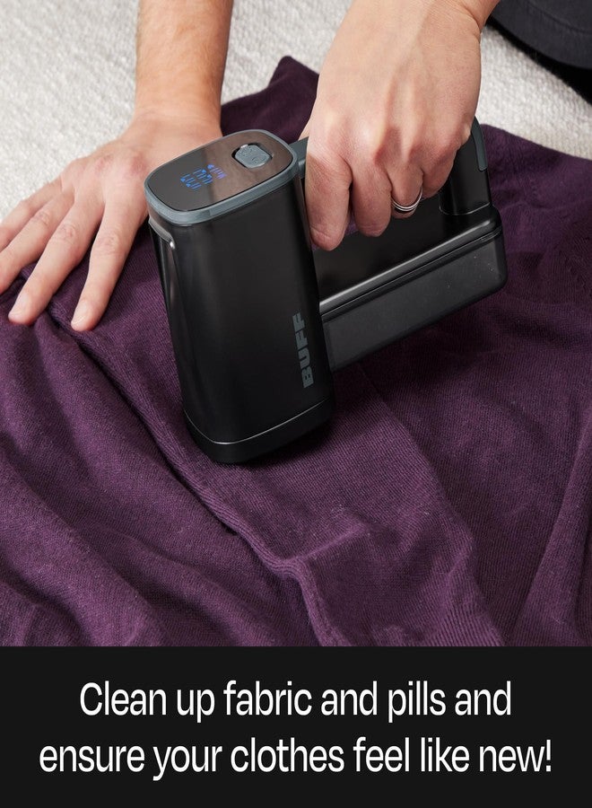 BUFF Fabric Shaver + Lint Remover, Sweater Defuzzer with 3 Motor Speeds, Remove Pills from Blankets, Couch, Clothing, Furniture, Stainless Steel Blade, USB-C Rechargeable - Black - Image 2