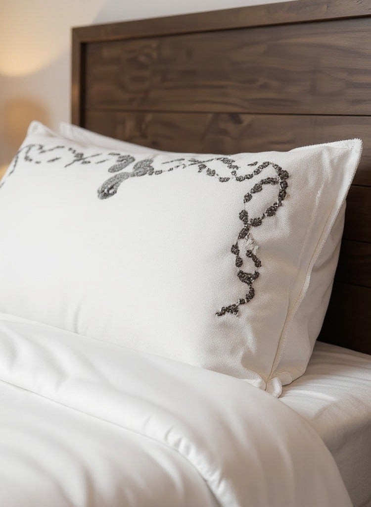 تى ام هوم طقم كفر لحاف كشميرة هندي مطرز أسود – قطن طبيعي 100% | مفروشات فندقية فاخرة – TM Home - Image 3