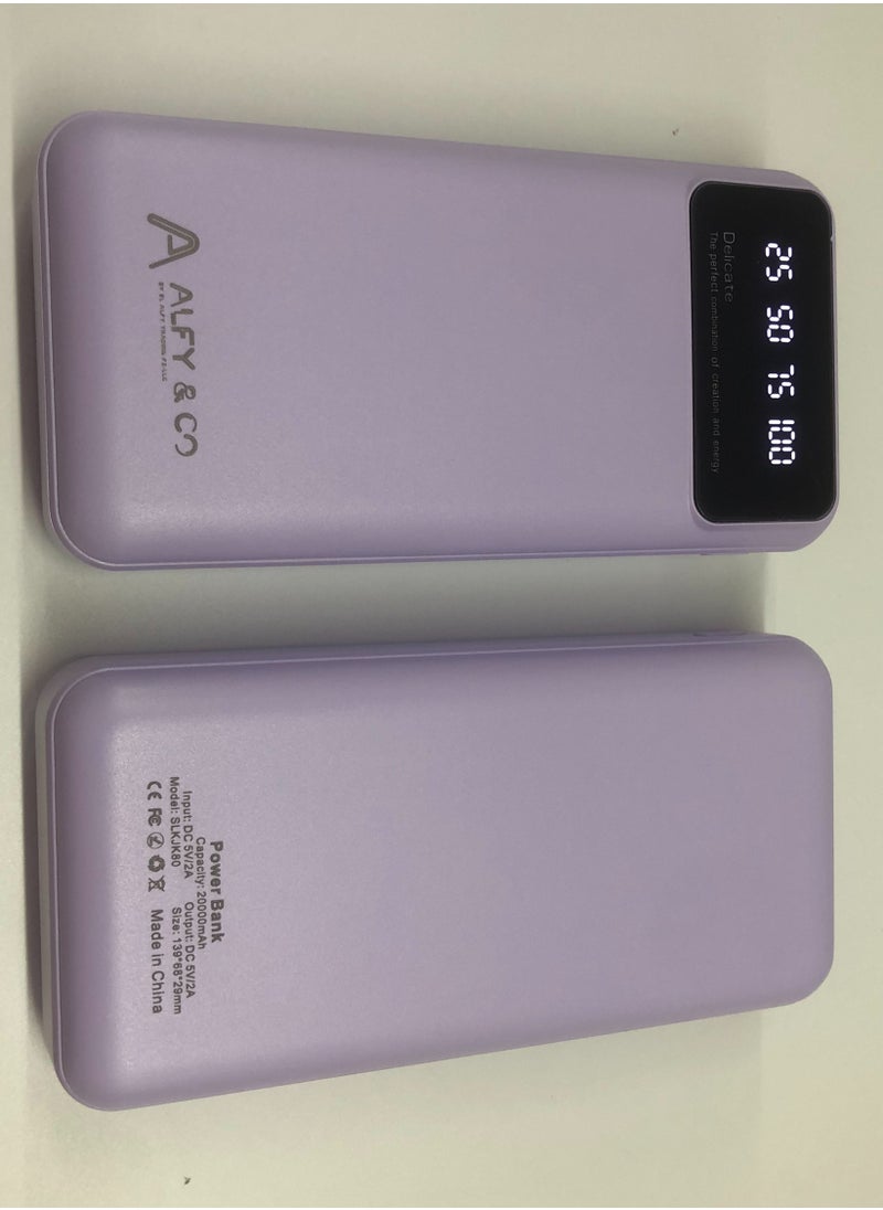ALFY & CO 20000 mAh Power Bank Portable Charger USB Type C Battery Pack 22.5W Fast Charging Compatible with iPhone 16 15 14 13 Pro Max Samsung Galaxy Z Fold 6 S24 S23 S22 S21 Ultra Apple Watch Airpods iPad Purple  - Image 4