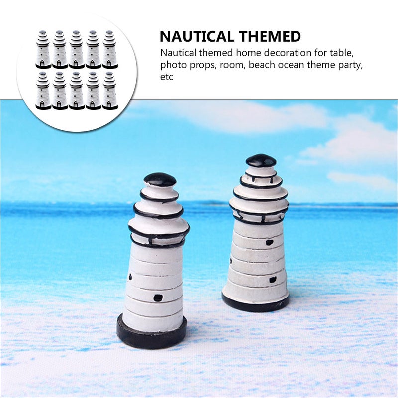 10pcs Resin Lighthouse Miniature Lawn Garden Figurines Ecological Bottle Ornaments - Image 5
