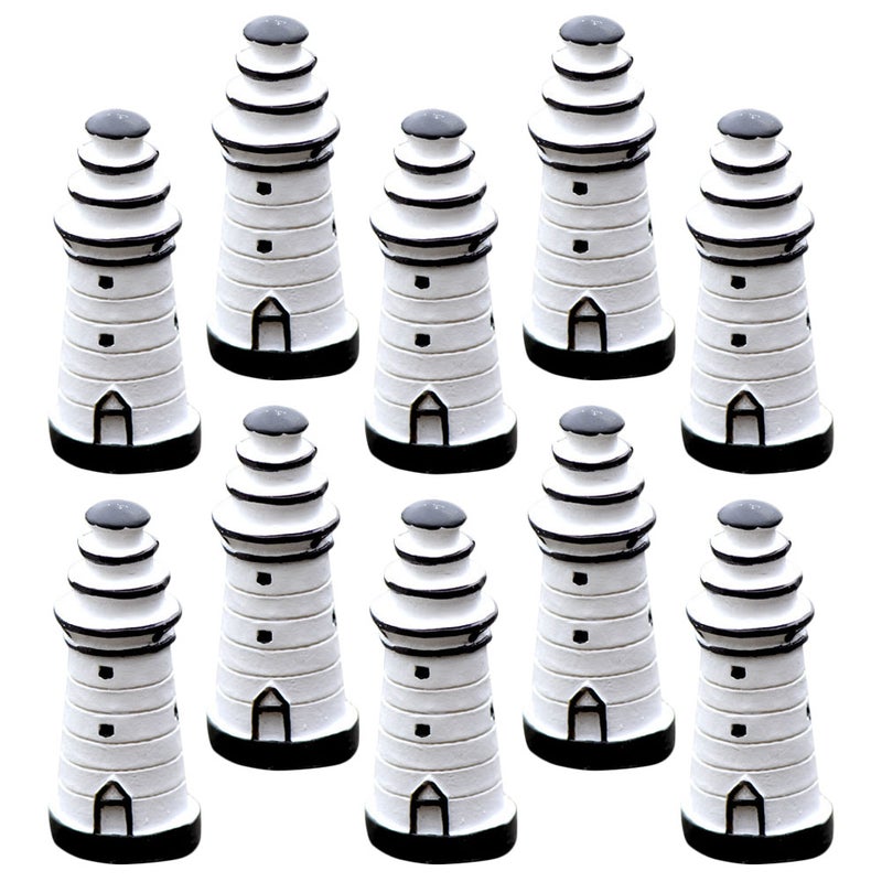 10pcs Resin Lighthouse Miniature Lawn Garden Figurines Ecological Bottle Ornaments - Image 1