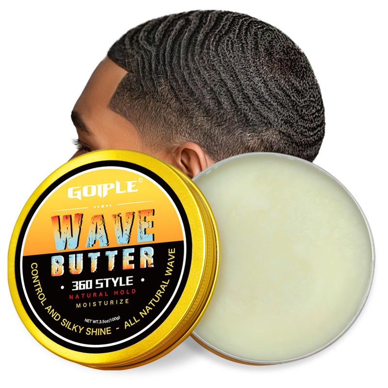 Goiple Wave Butter 360 Wave Grease for Men - Wave Butter for Layered Waves, Moisture, Control and Silky Shine - All Natural Wave Cream with Shea Butter and Beeswax for Wolfing (3.5 OZ) - Image 1
