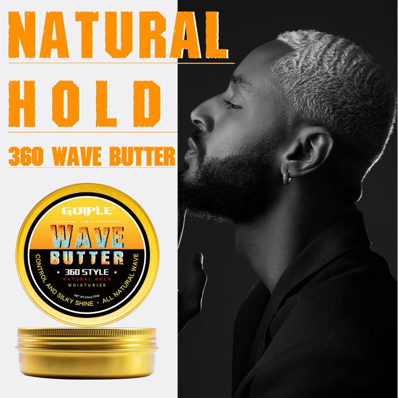 Goiple Wave Butter 360 Wave Grease for Men - Wave Butter for Layered Waves, Moisture, Control and Silky Shine - All Natural Wave Cream with Shea Butter and Beeswax for Wolfing (3.5 OZ) - Image 3