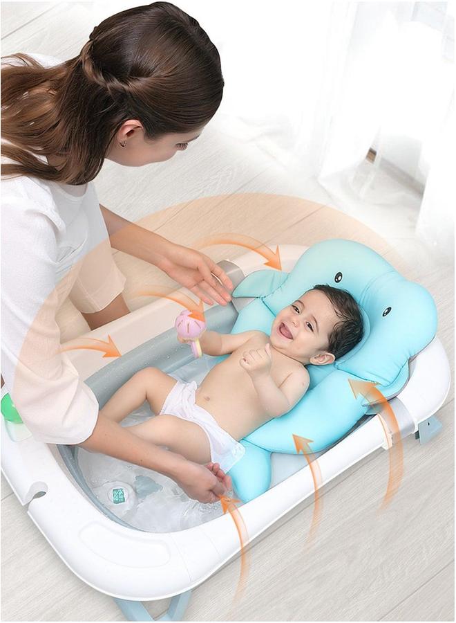 HOMESTAR Bathroom Baby Foldable Bath Tub With Bathmat Cushion And Thermometer Portable Bathtub Shower Basin Non-Slip Support Leg for 0-8 Years Boy Girl - Image 2