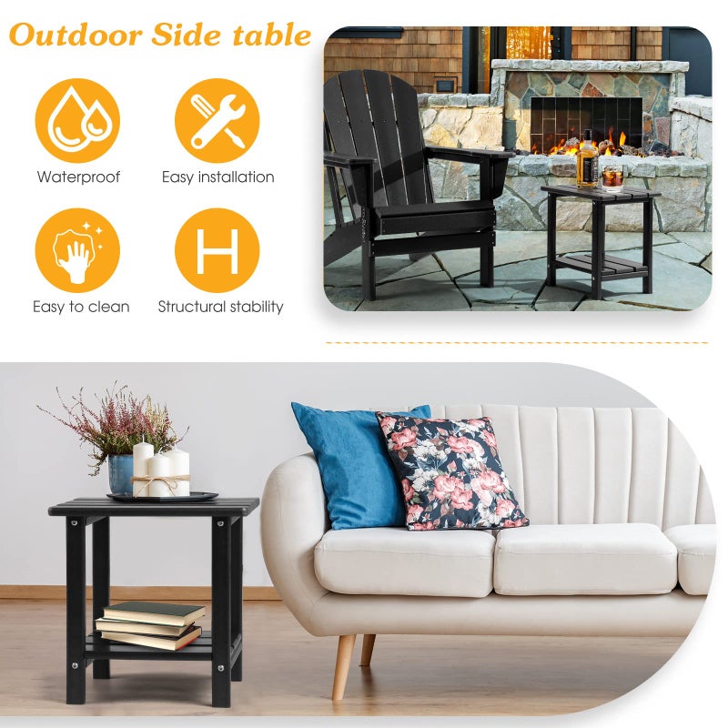Apolimi Adirondack Outdoor Side Table, 2-Tier Sturdy Patio End Table Weather Resistant, 16.5" Solid Side Table for Patio, Pool, Porch - Image 4