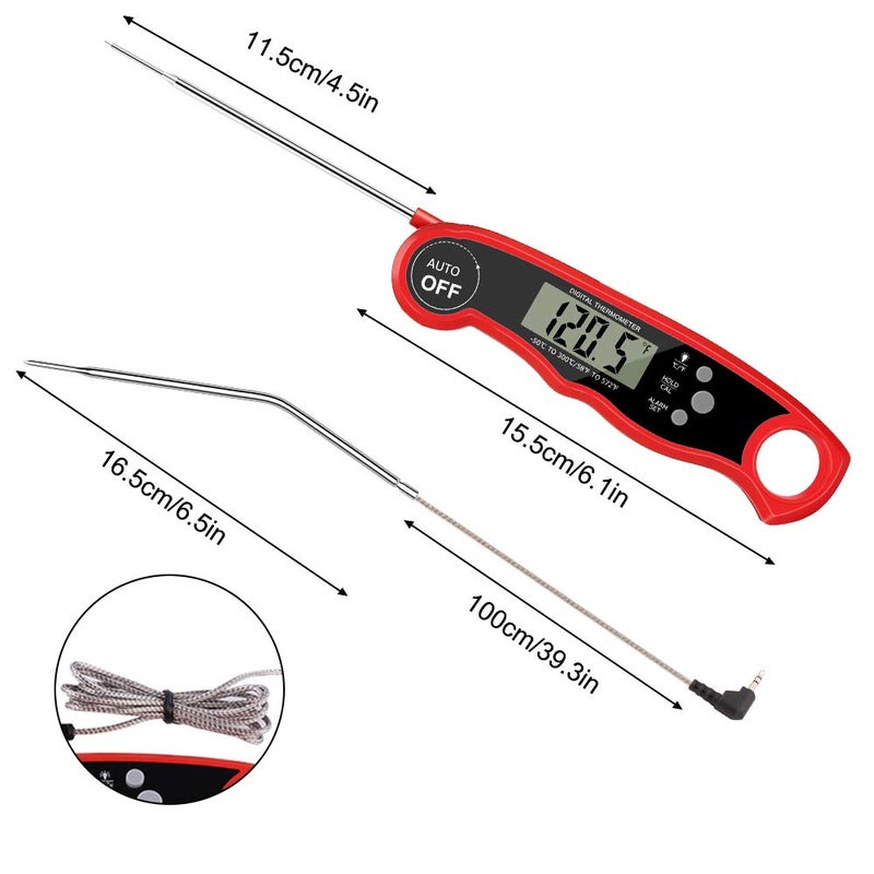 HOSPAOP Meat Thermometer With 2 Stainless Steel Probes & Long Wire - Digital Instant Read for Kitchen, Barbecue, BBQ, Oven, Steak, Smoker - Magnet Included - Image 4