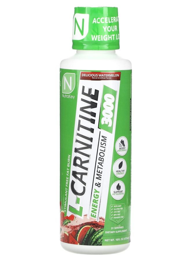 L-Carnitine 3000 Delicious Watermelon 16 fl oz (473 ml)