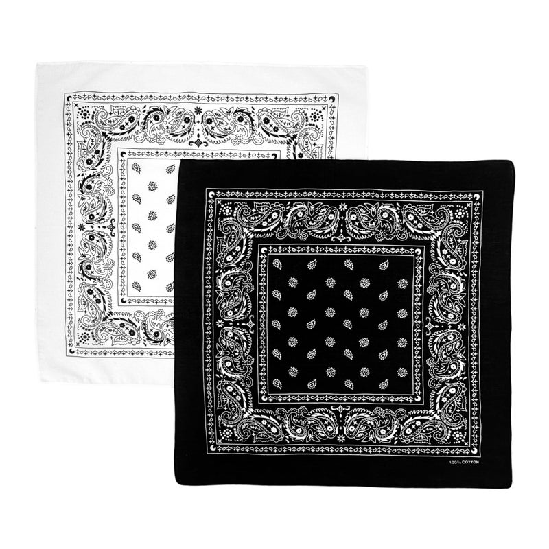 Vamqor Bandana Single Pack & Double Pack Cotton for Men and Women 22 Inch(Black&White) - Image 2