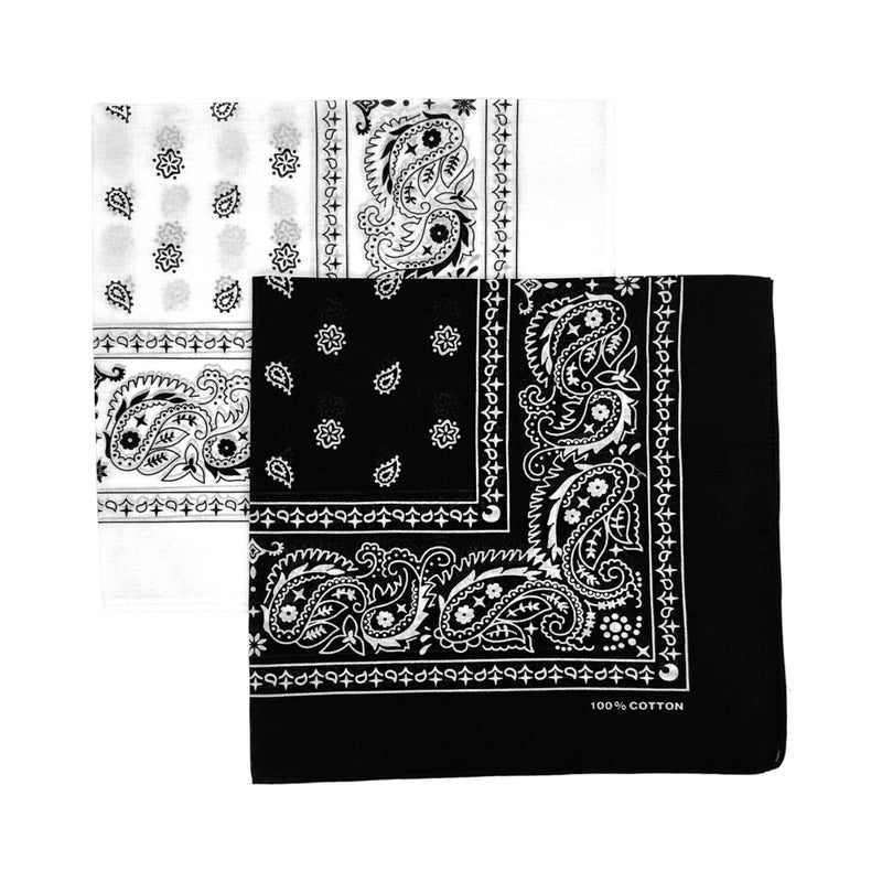 Vamqor Bandana Single Pack & Double Pack Cotton for Men and Women 22 Inch(Black&White) - Image 1