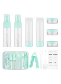 MAYCREATE® 10Pcs Mini Travel Bottles Toiletry Travel Bottle Kit for Toiletries, Refillable Small Bottles for Travel with Hair Comb, Empty Lotion Dispensers Face Cream Jars Set for Shampoo, Conditioner