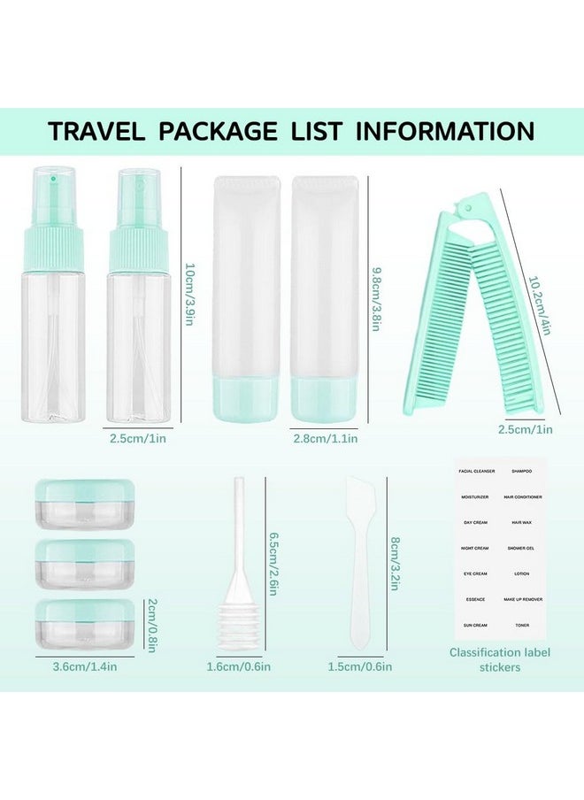 maycreate - MAYCREATE® 10Pcs Mini Travel Bottles Toiletry Travel Bottle Kit for Toiletries, Refillable Small Bottles for Travel with Hair Comb, Empty Lotion Dispensers Face Cream Jars Set for Shampoo, Conditioner - Image 1