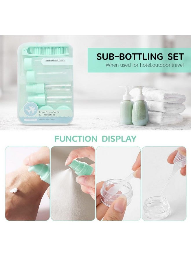 maycreate - MAYCREATE® 10Pcs Mini Travel Bottles Toiletry Travel Bottle Kit for Toiletries, Refillable Small Bottles for Travel with Hair Comb, Empty Lotion Dispensers Face Cream Jars Set for Shampoo, Conditioner - Image 1
