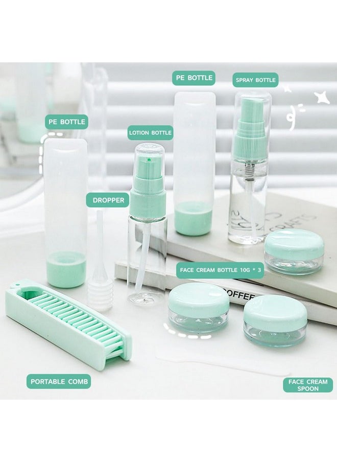 maycreate - MAYCREATE® 10Pcs Mini Travel Bottles Toiletry Travel Bottle Kit for Toiletries, Refillable Small Bottles for Travel with Hair Comb, Empty Lotion Dispensers Face Cream Jars Set for Shampoo, Conditioner - Image 1