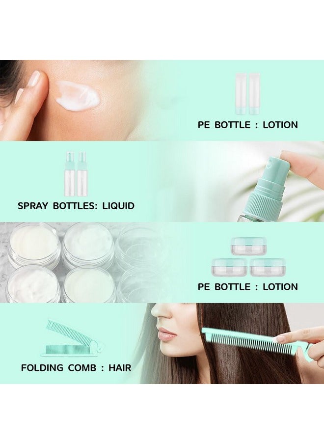 maycreate - MAYCREATE® 10Pcs Mini Travel Bottles Toiletry Travel Bottle Kit for Toiletries, Refillable Small Bottles for Travel with Hair Comb, Empty Lotion Dispensers Face Cream Jars Set for Shampoo, Conditioner - Image 1