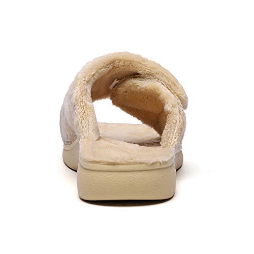 SOLLBEAM Women's Plantar Fasciitis Fuzzy House Orthopedic Adjustable Slippers With Arch Support Orthotic Heel Cup Sandals For Ladies - Image 5
